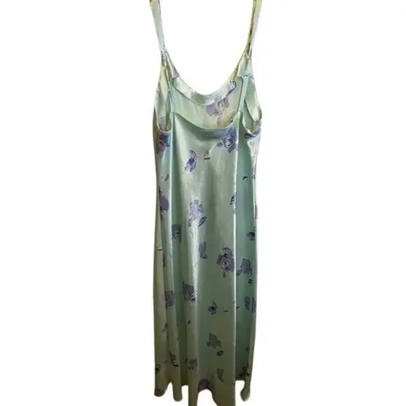 JONES NEW YORK 2 Piece Matching Satin Long Gown & Robe Size Large Mint, Purple - Picture 4 of 10